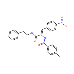 Cc1ccc(C(=O)N/C(=C\c2ccc([N+](=O)[O-])cc2)C(=O)NCCc2ccccc2)cc1 ZINC000008672201