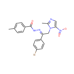 Cc1ccc(C(=O)N/N=C(/Cn2c([N+](=O)[O-])cnc2C)c2ccc(Br)cc2)cc1 ZINC000103283930