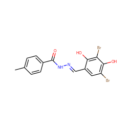 Cc1ccc(C(=O)N/N=C/c2cc(Br)c(O)c(Br)c2O)cc1 ZINC000095587560