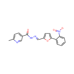 Cc1ccc(C(=O)N/N=C/c2ccc(-c3ccccc3[N+](=O)[O-])o2)cn1 ZINC000004898841