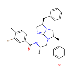 Cc1ccc(C(=O)N[C@@H](C)CN2C3=NC[C@@H](Cc4ccccc4)N3C[C@H]2Cc2ccc(O)cc2)cc1Br ZINC000017376959