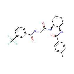 Cc1ccc(C(=O)N[C@@H]2CCCC[C@@H]2NC(=O)CNC(=O)c2cccc(C(F)(F)F)c2)cc1 ZINC000029151317