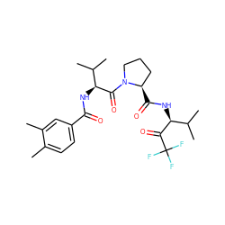 Cc1ccc(C(=O)N[C@H](C(=O)N2CCC[C@H]2C(=O)N[C@H](C(=O)C(F)(F)F)C(C)C)C(C)C)cc1C ZINC000013762593