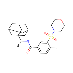 Cc1ccc(C(=O)N[C@H](C)C23CC4CC(CC(C4)C2)C3)cc1S(=O)(=O)N1CCOCC1 ZINC000015314425