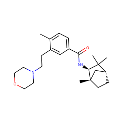 Cc1ccc(C(=O)N[C@H]2C(C)(C)[C@@H]3CC[C@@]2(C)C3)cc1CCN1CCOCC1 ZINC000045252915