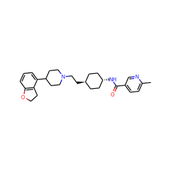 Cc1ccc(C(=O)N[C@H]2CC[C@H](CCN3CCC(c4cccc5c4CCO5)CC3)CC2)cn1 ZINC000261105015