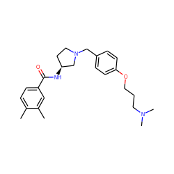 Cc1ccc(C(=O)N[C@H]2CCN(Cc3ccc(OCCCN(C)C)cc3)C2)cc1C ZINC000028477245