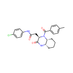 Cc1ccc(C(=O)N2[C@H](CC(=O)Nc3ccc(Cl)cc3)C(=O)N[C@H]3CCCC[C@H]32)cc1 ZINC000001432843