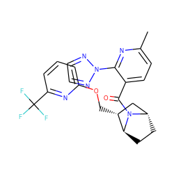 Cc1ccc(C(=O)N2[C@H]3CC[C@H]2[C@H](COc2cccc(C(F)(F)F)n2)C3)c(-n2nccn2)n1 ZINC000226056012