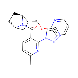 Cc1ccc(C(=O)N2[C@H]3CC[C@H]2[C@H](COc2ccccn2)C3)c(-n2ccnn2)n1 ZINC000226051236