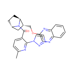 Cc1ccc(C(=O)N2[C@H]3CC[C@H]2[C@H](COc2cnc4ccccc4n2)C3)c(-n2ccnn2)n1 ZINC000226058371