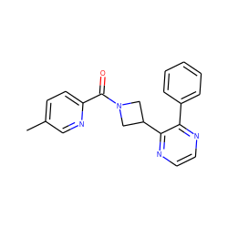 Cc1ccc(C(=O)N2CC(c3nccnc3-c3ccccc3)C2)nc1 ZINC000139808199