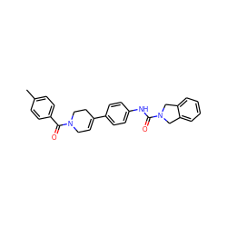 Cc1ccc(C(=O)N2CC=C(c3ccc(NC(=O)N4Cc5ccccc5C4)cc3)CC2)cc1 ZINC000167268211