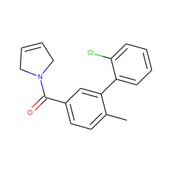 Cc1ccc(C(=O)N2CC=CC2)cc1-c1ccccc1Cl ZINC000653914444