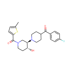 Cc1ccc(C(=O)N2CC[C@@H](O)[C@H](N3CCC(C(=O)c4ccc(F)cc4)CC3)C2)s1 ZINC000084742286