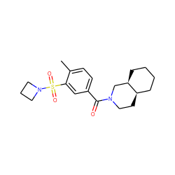 Cc1ccc(C(=O)N2CC[C@@H]3CCCC[C@@H]3C2)cc1S(=O)(=O)N1CCC1 ZINC000029038032