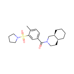 Cc1ccc(C(=O)N2CC[C@@H]3CCCC[C@@H]3C2)cc1S(=O)(=O)N1CCCC1 ZINC000029038023