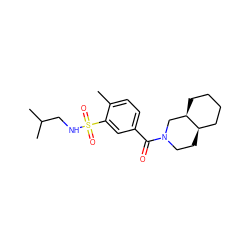 Cc1ccc(C(=O)N2CC[C@@H]3CCCC[C@@H]3C2)cc1S(=O)(=O)NCC(C)C ZINC000029037994