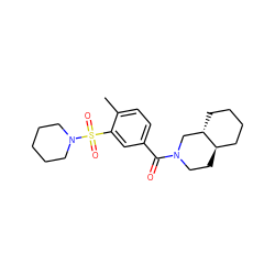 Cc1ccc(C(=O)N2CC[C@@H]3CCCC[C@H]3C2)cc1S(=O)(=O)N1CCCCC1 ZINC000007690170