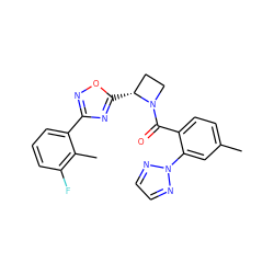 Cc1ccc(C(=O)N2CC[C@H]2c2nc(-c3cccc(F)c3C)no2)c(-n2nccn2)c1 ZINC000218137964