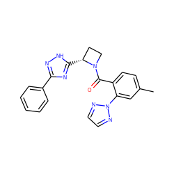 Cc1ccc(C(=O)N2CC[C@H]2c2nc(-c3ccccc3)n[nH]2)c(-n2nccn2)c1 ZINC000218072579