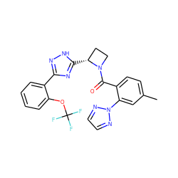 Cc1ccc(C(=O)N2CC[C@H]2c2nc(-c3ccccc3OC(F)(F)F)n[nH]2)c(-n2nccn2)c1 ZINC000218036518