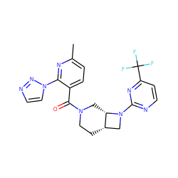 Cc1ccc(C(=O)N2CC[C@H]3CN(c4nccc(C(F)(F)F)n4)[C@H]3C2)c(-n2ccnn2)n1 ZINC000116828703