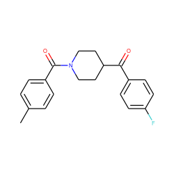 Cc1ccc(C(=O)N2CCC(C(=O)c3ccc(F)cc3)CC2)cc1 ZINC000001336299