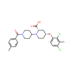 Cc1ccc(C(=O)N2CCC(N3CC[C@@H](Oc4ccc(Cl)c(C)c4Cl)C[C@H]3C(=O)O)CC2)cc1 ZINC000095554608