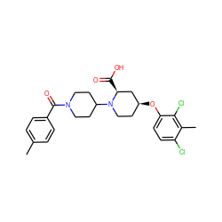 Cc1ccc(C(=O)N2CCC(N3CC[C@H](Oc4ccc(Cl)c(C)c4Cl)C[C@@H]3C(=O)O)CC2)cc1 ZINC000095554233