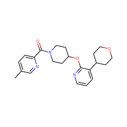 Cc1ccc(C(=O)N2CCC(Oc3ncccc3C3CCOCC3)CC2)nc1 ZINC000096168908