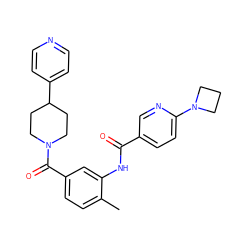 Cc1ccc(C(=O)N2CCC(c3ccncc3)CC2)cc1NC(=O)c1ccc(N2CCC2)nc1 ZINC000143526426