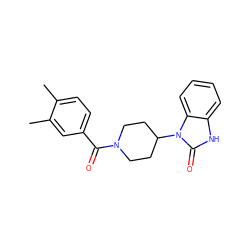 Cc1ccc(C(=O)N2CCC(n3c(=O)[nH]c4ccccc43)CC2)cc1C ZINC000028955397