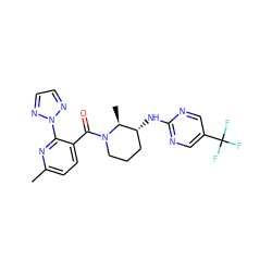 Cc1ccc(C(=O)N2CCC[C@@H](Nc3ncc(C(F)(F)F)cn3)[C@@H]2C)c(-n2nccn2)n1 ZINC000218545654