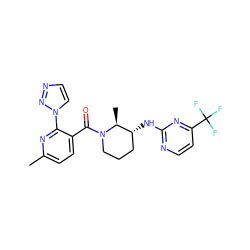 Cc1ccc(C(=O)N2CCC[C@@H](Nc3nccc(C(F)(F)F)n3)[C@@H]2C)c(-n2ccnn2)n1 ZINC000220737098