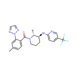 Cc1ccc(C(=O)N2CCC[C@H](Nc3ccc(C(F)(F)F)cn3)[C@H]2C)c(-n2nccn2)c1 ZINC000225835008