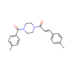 Cc1ccc(C(=O)N2CCN(C(=O)/C=C/c3ccc(Br)cc3)CC2)cc1 ZINC000032353244