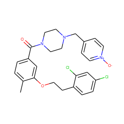 Cc1ccc(C(=O)N2CCN(Cc3cc[n+]([O-])cc3)CC2)cc1OCCc1ccc(Cl)cc1Cl ZINC000013643438