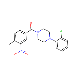 Cc1ccc(C(=O)N2CCN(c3ccccc3Cl)CC2)cc1[N+](=O)[O-] ZINC000003445935