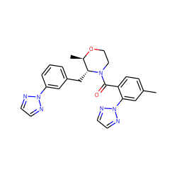 Cc1ccc(C(=O)N2CCO[C@H](C)[C@H]2Cc2cccc(-n3nccn3)c2)c(-n2nccn2)c1 ZINC000222073919