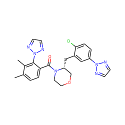 Cc1ccc(C(=O)N2CCOC[C@H]2Cc2cc(-n3nccn3)ccc2Cl)c(-n2nccn2)c1C ZINC001772575123