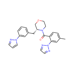 Cc1ccc(C(=O)N2CCOC[C@H]2Cc2cccc(-n3cccn3)c2)c(-n2nccn2)c1 ZINC000205651093