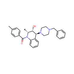 Cc1ccc(C(=O)N2c3ccccc3[C@H](N3CCN(Cc4ccccc4)CC3)[C@@H](O)[C@H]2C)cc1 ZINC000096941844