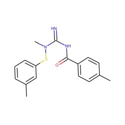 Cc1ccc(C(=O)NC(=N)N(C)Sc2cccc(C)c2)cc1 ZINC000026843201