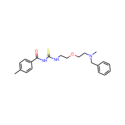 Cc1ccc(C(=O)NC(=S)NCCOCCN(C)Cc2ccccc2)cc1 ZINC000013742419