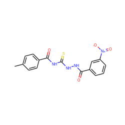 Cc1ccc(C(=O)NC(=S)NNC(=O)c2cccc([N+](=O)[O-])c2)cc1 ZINC000002064454