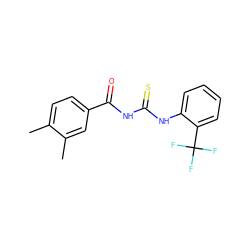 Cc1ccc(C(=O)NC(=S)Nc2ccccc2C(F)(F)F)cc1C ZINC000002981901