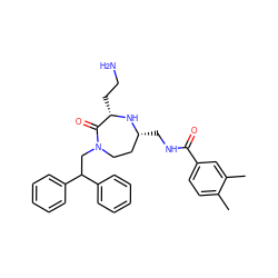 Cc1ccc(C(=O)NC[C@@H]2CCN(CC(c3ccccc3)c3ccccc3)C(=O)[C@H](CCN)N2)cc1C ZINC000118692397