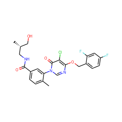 Cc1ccc(C(=O)NC[C@H](C)CO)cc1-n1cnc(OCc2ccc(F)cc2F)c(Cl)c1=O ZINC000072175432