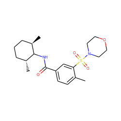 Cc1ccc(C(=O)NC2[C@H](C)CCC[C@H]2C)cc1S(=O)(=O)N1CCOCC1 ZINC000029045387